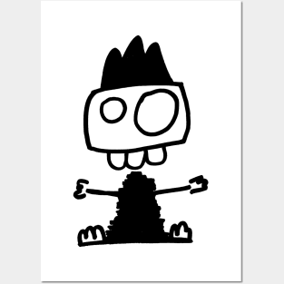 Cute monster - Mostrone dentone (black on white) Posters and Art